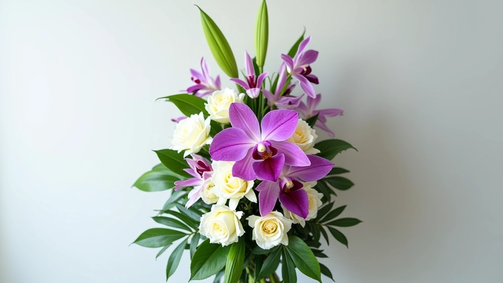 Tall standing tribute flower spray arrangement for funeral service